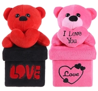 Ours en peluche Saint-Valentin avec boîte - Nouveau design en polyester avec accessoires