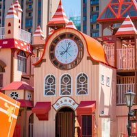 Equipo de Juegos al Aire Libre con Temática de Castillo de Cuento de Hadas |   Estructura de Juego de Acero Personalizada de Gran Capacidad con Diseño de Torre de Reloj Gigante para