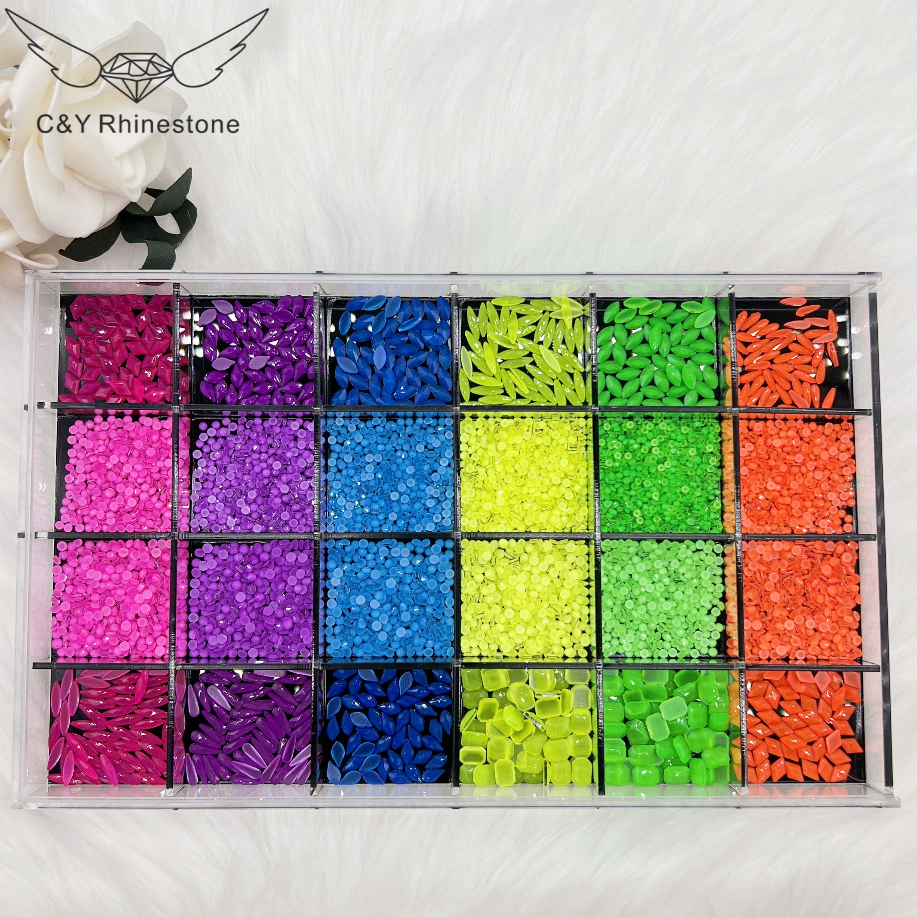 CY 6550pcs Neon Mixed Sizes Diamond Cristal Nail Stone Rhinestones Bulk