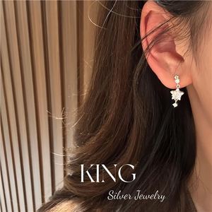 Ensemble collier et boucles d'oreilles en argent 925 avec moissanite étoile pour femme, idéal pour le quotidien, serti griffes en argent. - Product Image 4