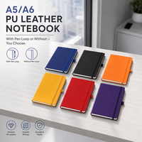 Carnet promotionnel portable en cuir PU A5 avec logo personnalisé, couverture rigide et bande élastique – Meilleure vente