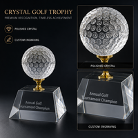 Trophée de golf en cristal transparent personnalisé, gravé, imprimé UV, poli, durable, de qualité supérieure, pour récompenses sportives scolaires, vente en gros
