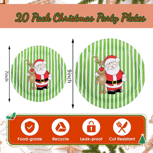 Giáng sinh giấy tấm tấm dùng một lần Santa tấm bộ đồ ăn Xmas bàn ăn tối trang trí kỳ nghỉ Nguồn cung cấp bên - Product Image 6