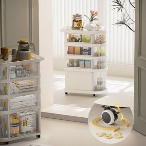 עגלת אחסון מתקפלת למוצרי תינוקות, מדף אחסון רב שכבתי לשימוש ביתי - Product Image 4