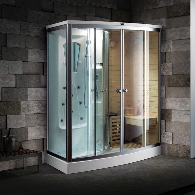 Indoor Steam Sauna Room Dry Wet Combined Lighting Far Infrared Indoor Bath Shower Kit Cabin Glass Enclosed