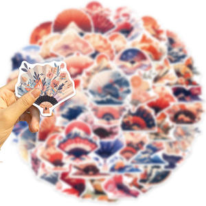 50PCS Délicat fleur de <span class=keywords><strong>cerisier</strong></span> Ukiyoe design traditionnel <span class=keywords><strong>japonais</strong></span> ventilateur autocollant - Product Image 3