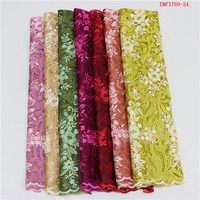 Tela de Encaje Bordado T-win Textile, 7 Colores, Terciopelo Rojo, Tela de Bordado Personalizada, Tela de Fiesta