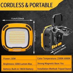 Lampe de travail LED WD-892-3 avec support rotatif et affichage de la quantité de charge Type-C, idéale pour le camping (vente en gros usine) - Product Image 5