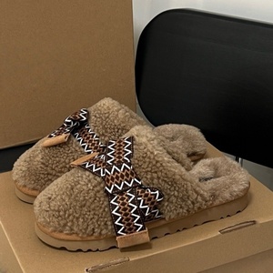 Chaussons UGGs tendance, avec un grand nœud en laine bouclée, confortables et chauds, pour femmes, avec fonction de massage - Product Image 4
