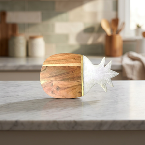 Pineapple Shaped Wooden Chopping Board With Marble Top Anti Slip Design Single Piece - Product Image 1