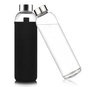 Bouteille d'eau en verre borosilicate de la saison actuelle avec couvercle en acier inoxydable, sans BPA, anti-fuite, 500ml/750ml/1000ml pour usage quotidien - Product Image 1