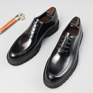 Zapatos Derby de Hombre de Lujo Personalizados, Nuevos, de Cuero Genuino, Modernos, con Punta Cuadrada, con Cordones, de Alta Gama, Pulidos, Versátiles, Elegantes y Transpirables - Product Image 2