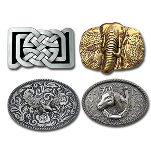 Elegante lujo moda hierro cuadrado Rodeo suave liberación rápida hombres cuero cinturón oro Led personalizado cinturón hebilla - Product Image 3