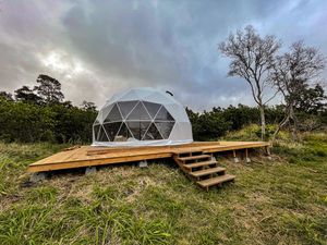 Nouvelle conception 2025 – Tente dôme géodésique gonflable pour 4 à 6 personnes avec protection contre la pluie, tente globe planétarium extérieure avec chambres - Product Image 3