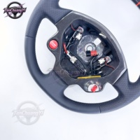 Volant de voiture en fibre de carbone noir au design populaire d'usine, cuir perforé noir pour Ferrari F430 2005-2009