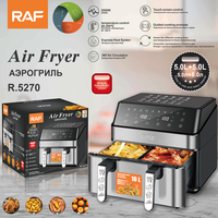 RAF R.5270 Air Fryer 2000W 5.0L+5.0L Çift Sepetli Dokunmatik Ekranlı Akıllı Kontrol 360 °   Hava Sirkülasyonlu Sağlıklı Pişirme Cihazı