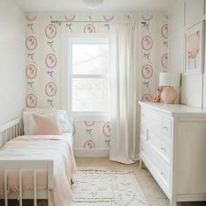Papel Tapiz Autoadhesivo Impermeable con Diseño Floral Moderno y Lazo Rosa, Decoración de Pared Removible para Habitación de Niñas, Dormitorio Infantil, Sala de Estar - Product Image 6