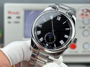 Montres mécaniques à phases lunaires de haute qualité, best-sellers, avec bracelet en cuir noir - Product Image 5