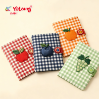 Carnet thermique YaLong à couverture rigide en cuir avec broderie de fruits à carreaux, joli carnet de notes en PU pour fille, 120 feuilles, logo personnalisé pour étudiant