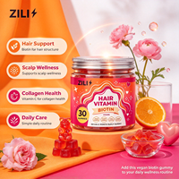 Gummies véganes à la biotine sous marque blanche pour la santé des cheveux, enrichies en vitamines C et E pour des cheveux forts et brillants, MOQ 50 boîtes