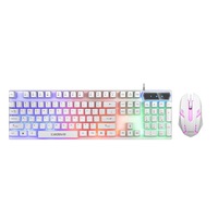 Ensemble clavier et souris de jeu filaires T350, touches rétroéclairées par LED, pour ordinateur de bureau et ordinateur portable
