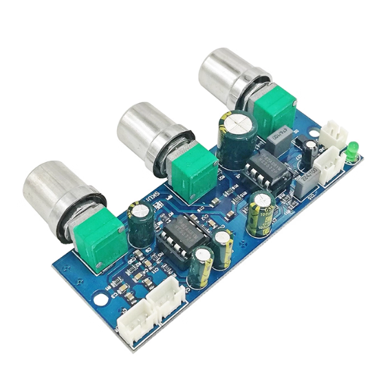 MLK NE5532 Preamp Board with Tone Control & Low Pass Filter for 2.1 Channel Subwoofer Single DC 10-24V Power Supply