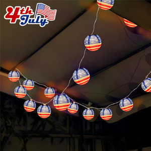 Thứ 4 của <span class=keywords><strong>July</strong></span> cờ Mỹ đèn lồng chuỗi 10 đèn lồng nhỏ với cắm Ngày Độc Lập Yêu Nước treo đèn - Product Image 4