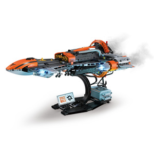Ensemble de jouets de construction créatifs STEM pour enfants, modèle de vaisseau spatial MOC DIY assemblé, type navette aérospatiale, avec pulvérisation électrique, vente en gros - Product Image 1
