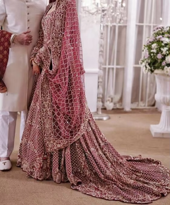 ATIYA LIBAS Superbe robe Lehenga Choli en acétate de style indien/pakistanais avec veste pour mariage Broderie Zardozi lourde-2019 - Product Image 6