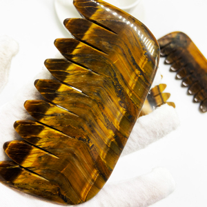 Crystal Guasha Scraping Comb Head Meridians <b>Jade</b> Stone Rose Quartz Comb Scalp Massage Gua Sha Curved Comb - Product Image 5