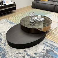 Meubles de maison, table basse rotative en acier inoxydable de haute qualité, verre trempé, style moderne et luxueux, salon
