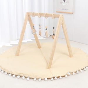 Portique d'activités pliable en bois naturel <span class=keywords><strong>pour</strong></span> <span class=keywords><strong>bébé</strong></span>, <span class=keywords><strong>jouet</strong></span> de dentition, tapis de jeu éducatif sensoriel Montessori <span class=keywords><strong>pour</strong></span> nourrissons - Product Image 1