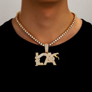 PD3042 LA & Collar de serpiente Collana con el botón A forma di lettera di serpente con Catena da Tennis placcata in <span class=keywords><strong>oro</strong></span> e Argento - Product Image 5