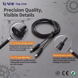 Кабель-адаптер OEM/ODM: промышленный панельный разъем DC 5.5*2.5 (гнездо) на 2x DC 5.5x2.5 (штекер) с индивидуальной формой для монтажа - Product Image 3