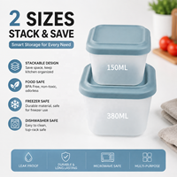 Boîte de rangement alimentaire empilable avec couvercle 150ml 380ml, organisateur de cuisine en silicone, boîte de préparation des repas, boîte de rangement pour réfrigérateur, gain de place