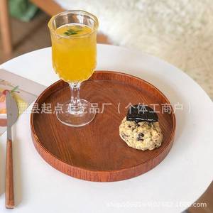 Starting Point Wooden Dessert <b>Tray</b> Round Polished Finish For Home Cafe Use - Product Image 2