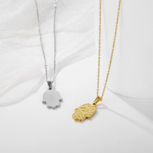 Bijoux Hiphop pendentif aile d'ange breloques 18K plaqué or en acier inoxydable plume pendentifs collier Vintage aile chaîne collier - Product Image 3