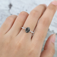 Bague ovale en argent sterling 925 de couleur noire avec pierre précieuse en quartz rutilé noir naturel