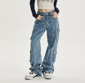Pantalon Harem Décontracté Taille Haute Personnalisé pour Femme, Jean Cargo en Denim Respirant Extensible, Léger et Simple pour l'Automne, Vêtements pour Maman - Product Image 6