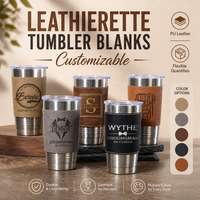 Gobelet isotherme en similicuir gravé au laser de 20 oz avec couvercle standard, vierge pour gravure au laser, logo personnalisé, vente en gros