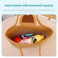 Sac fourre-tout tissé en coton style tresse moyenne pour femme, avec fermoir magnétique, grande capacité, style tendance transfrontalier