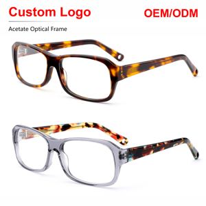 Sunray Custom Printed Temple Metal Logo Acetate Handmade Lightweight Classic Unisex Clear Lens Optical Eyeglasses <b>Frames</b> - Product Image 1
