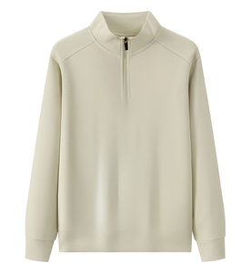 Sudadera al por mayor con media cremallera y corte holgado, con arte bordado, para minoristas de ropa urbana masculina - Product Image 1