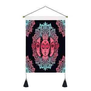 35*50cm Pronto per la spedizione Psichedelico Rosso Sole Facce Tarocchi Parete Arazzo Appeso Ragazza Indiana di Tiro Sette Chakra decorativo Arazzi - Product Image 1