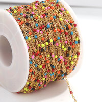 Vente en gros de chaîne de câble perlée en émail plaqué or chaîne de maillons d'huile dégoulinant à la main collier de bricolage accessoire de fabrication de bijoux