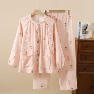 Pyjama en gaze de coton à quatre couches pour femmes vêtements de maternité épais pour le printemps vêtements de maison de retraite post-partum pour la <span class=keywords><strong>grossesse</strong></span> - Product Image 1