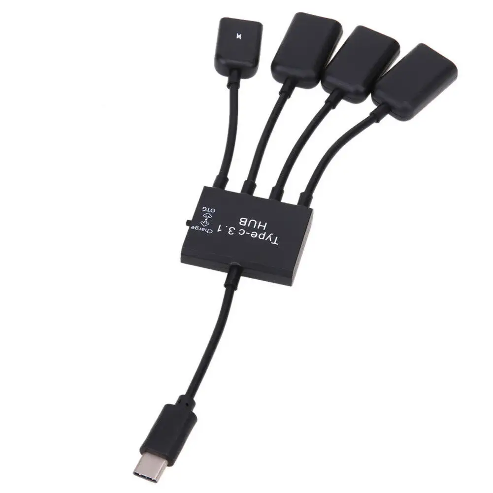 Best New 19cm 4 Port Type-C USB Hub Multiple OTG Power Charging Cable Connector Adapter USB 3.1 Type C Hub to 4 USB 2.0 Port HUB