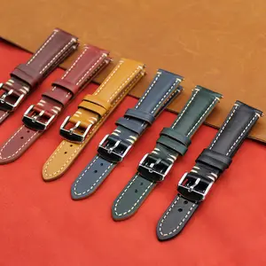 20 22 24mm fatto a mano di lusso Cordovan cinturino per orologio in pelle di vitello Vintage cinturino per orologio in vera pelle per Smart Watch