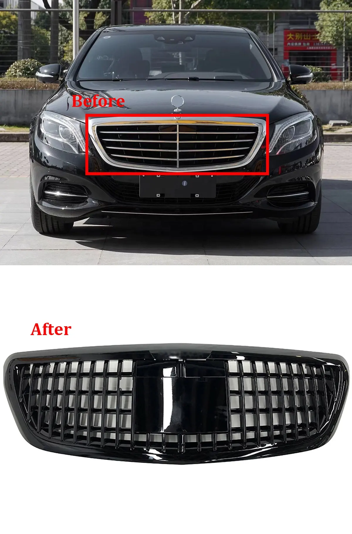 W222 OE อัพเกรดกระจังหน้ารถสไตล์ Maybach เหมาะสำหรับ Mercedes Benz S Class S400 S450 S500ปี2014-2020