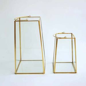 Lanterne trapézoïdale faite à la main Design Vintage maison suspendue <span class=keywords><strong>en</strong></span> métal verre bougeoir Portable maison à souder lanterne - Product Image 5